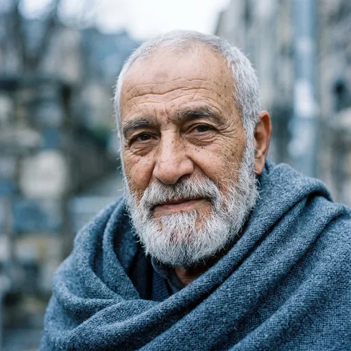 Close-Up Portrait of Elderly Bearded Man