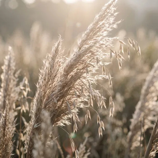 Backlit Pampas Grass and Wild Oats