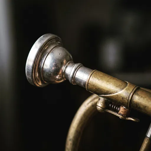 Close-Up of Silver Brass Instrument Mouthpiece