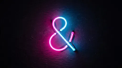 Glowing Neon Ampersand on Dark Slate