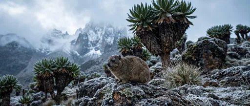 Rock Hyrax on Frosty Mount Kenya