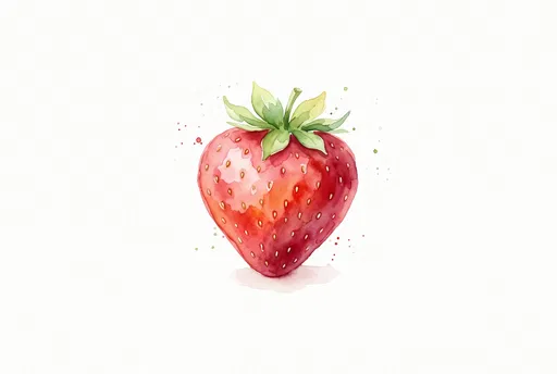 Watercolor Red Strawberry Illustration