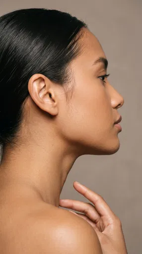 Side Profile Portrait of Woman in Studio