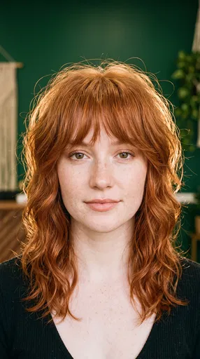 Portrait of Woman with Copper Shag Haircut