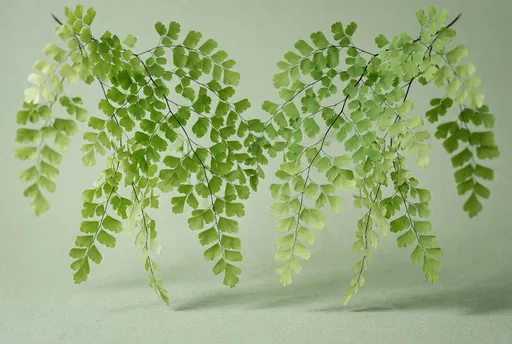 Symmetrical Maidenhair Fern Fronds on Sage