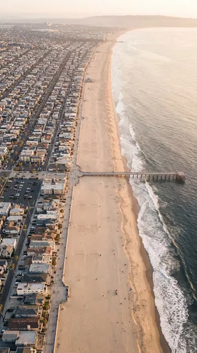 Aerial View of California Coastline at Sunset