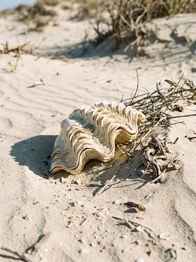 Fluted Clam Shell in Sand Dune