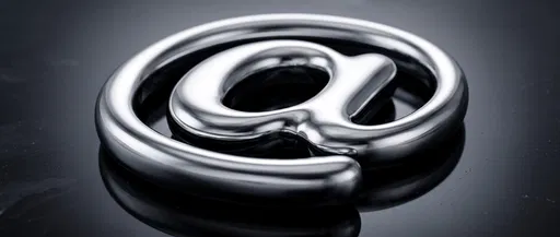 Chrome At Symbol on Glossy Black Surface