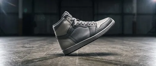 Grey High-Top Sneaker on Concrete
