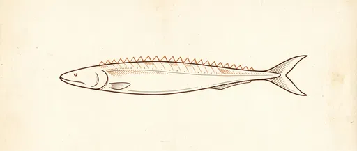 Minimalist Sepia Ink Elongated Fish Drawing