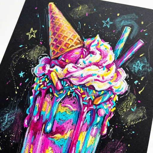 Vibrant Oil Pastel Milkshake Drawing