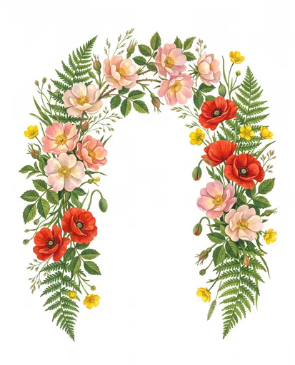 Botanical Floral Arch Clipart Illustration