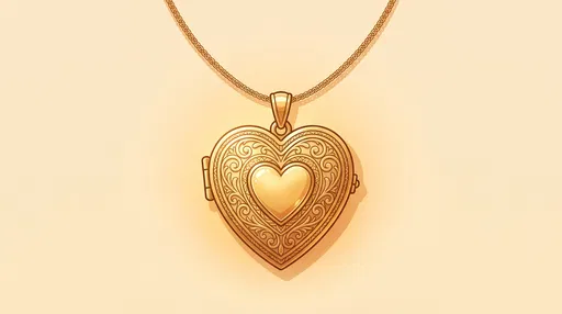 Ornate Gold Heart Locket Necklace Illustration