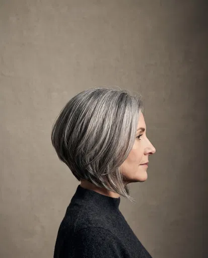 Mature Woman With Silver Bob Profile