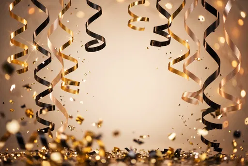 Festive Gold and Black Party Ribbons