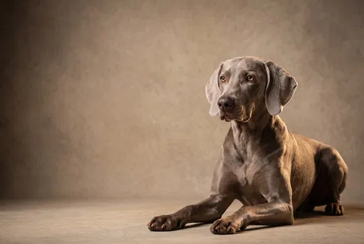 Studio Portrait of Weimaraner Dog