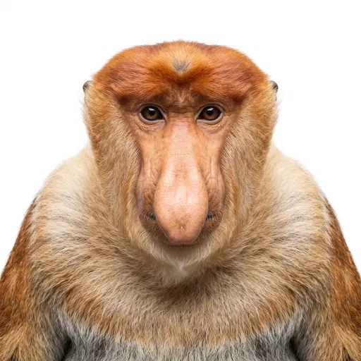 Symmetrical Proboscis Monkey Studio Portrait