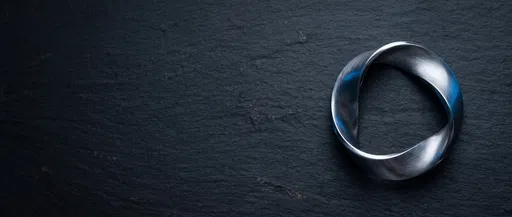 Brushed Chrome Mobius Strip on Slate