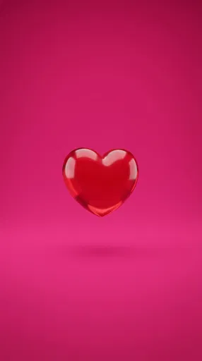 Glossy Red Heart on Magenta Backdrop