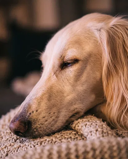 Close-Up of Sleeping Cream Saluki Dog