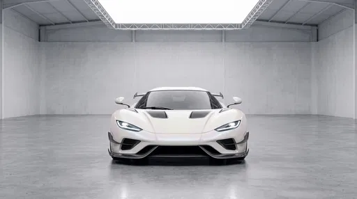 White Hypercar in Minimalist Concrete Studio