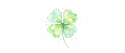 Soft Watercolor Four-Leaf Clover Clipart Illustration