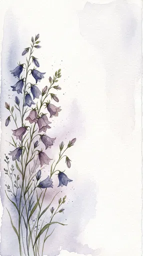 Watercolor Bellflowers with Copy Space