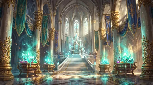 Grand Fantasy Crystal Throne Room Illustration