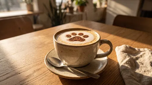 Coffee Mug With Paw Print Latte Art
