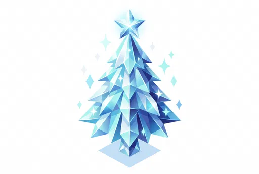 Geometric Crystal Blue Christmas Tree Clipart