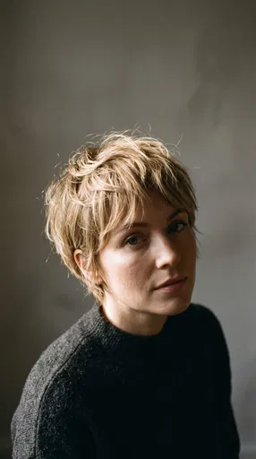 Woman with Blonde Pixie Haircut