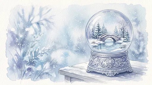 Watercolor Winter Snow Globe Illustration