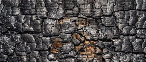 Charred Black Wood Macro Texture