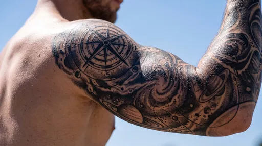 Man With Astronomical Compass Sleeve Tattoo