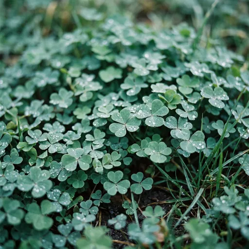 Wet Green Shamrock Patch Close-Up