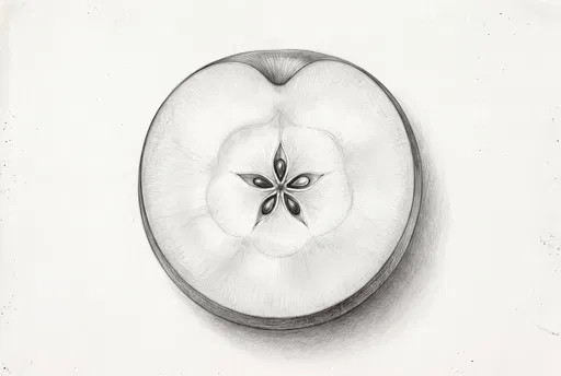 Graphite Pencil Drawing of Sliced Apple