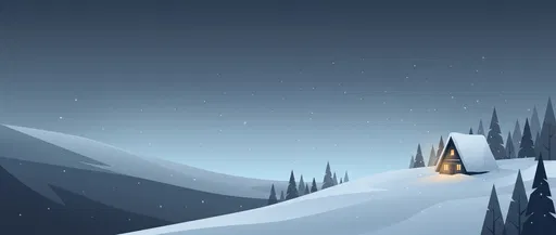 Minimalist Winter Cabin at Blue Hour