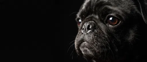 Close-Up Portrait of a Black Pug