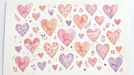Pastel Watercolor Valentine Hearts Illustration