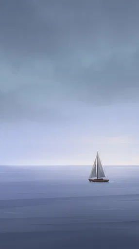 Minimalist Sailboat on Calm Morning Sea