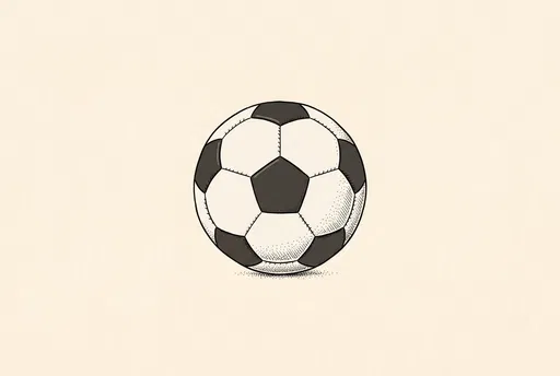 Hand-Drawn Soccer Ball Illustration on Ivory