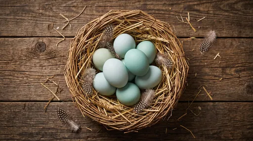 Pastel Blue Eggs in Rustic Nest