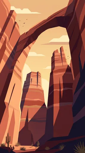 Stylized Red Rock Canyon Arch Illustration