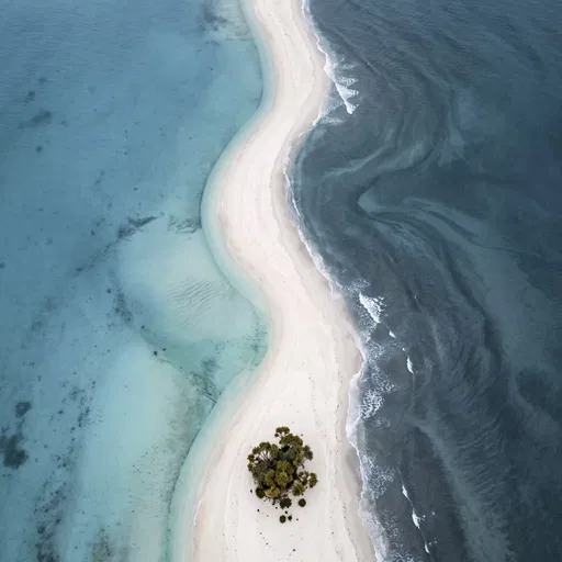 Aerial View of Winding White Sandbar Island