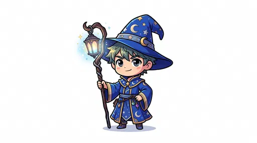 Chibi Wizard Character With Lantern Staff