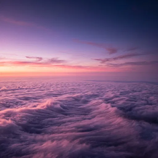 Magenta Twilight Aerial View Above Clouds