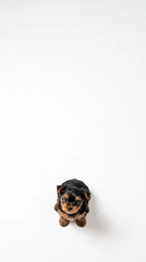 Yorkshire Terrier Puppy Overhead Studio Shot