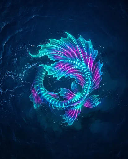 Bioluminescent Sea Dragon Tail in Ocean