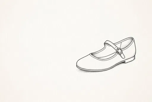 Minimalist Ink Illustration of Mary Jane Shoe