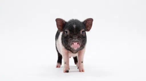 Black and Pink Piglet on White